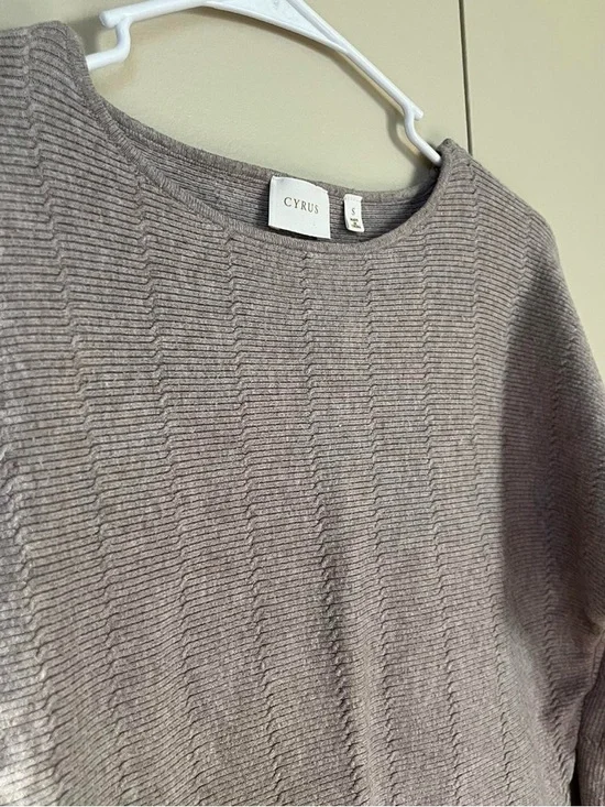 Cyrus Mauve-Taupe Textured Crewneck Sweater - Picture 3 of 4